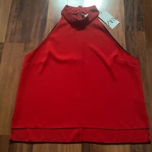 Red Zara halter tank top dress zipper back extra large new with tags